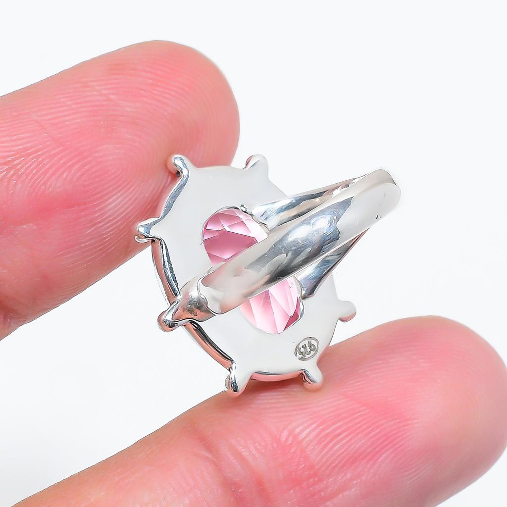 Кольцо из серебра 925 пробы с розовым кунцитом V6349, розовое кольцо, овальное кольцо, подарок на День святого Валентина, подарок для нее, подарок на день рождения, украшения ручной работы, серебряные украшения,