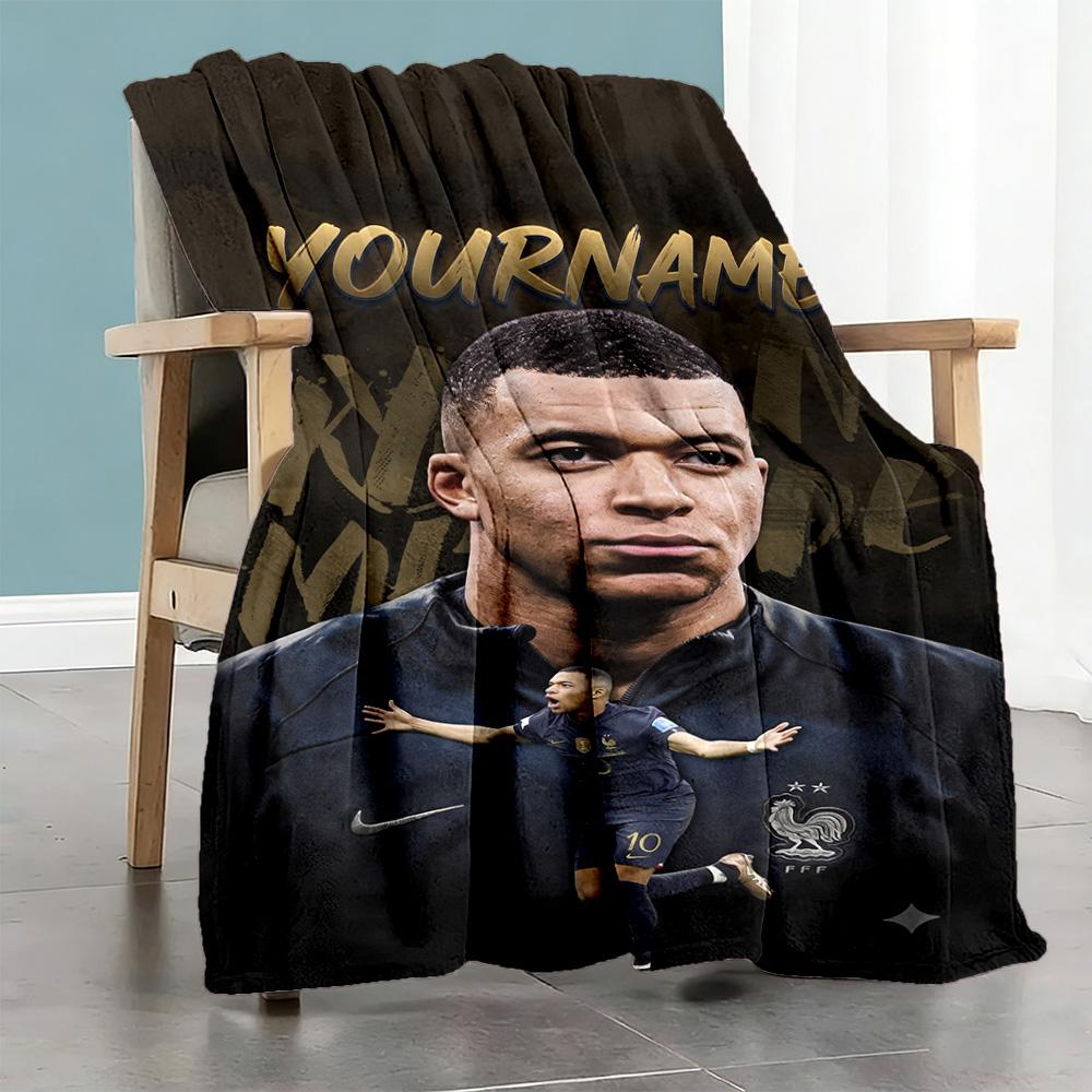 Mbappe 216 Customize Text Blanket Multi-purpose Customizable Blanket Durable Comfort Perfect for Sofa Nap Bedding Office Ideal for All Seasons