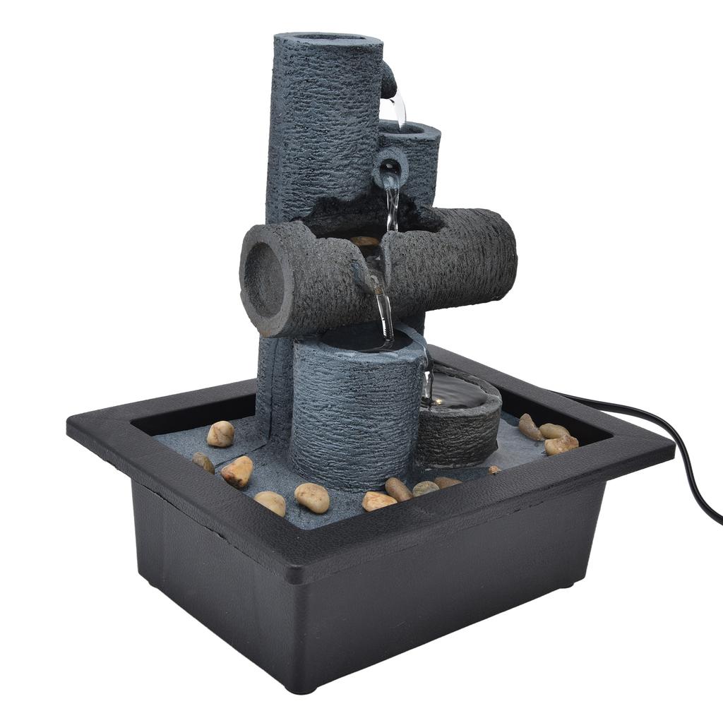 Внутренний водный фонтан со светодиодными лампами, настольный фонтан-водопад из смоляных камней для дома