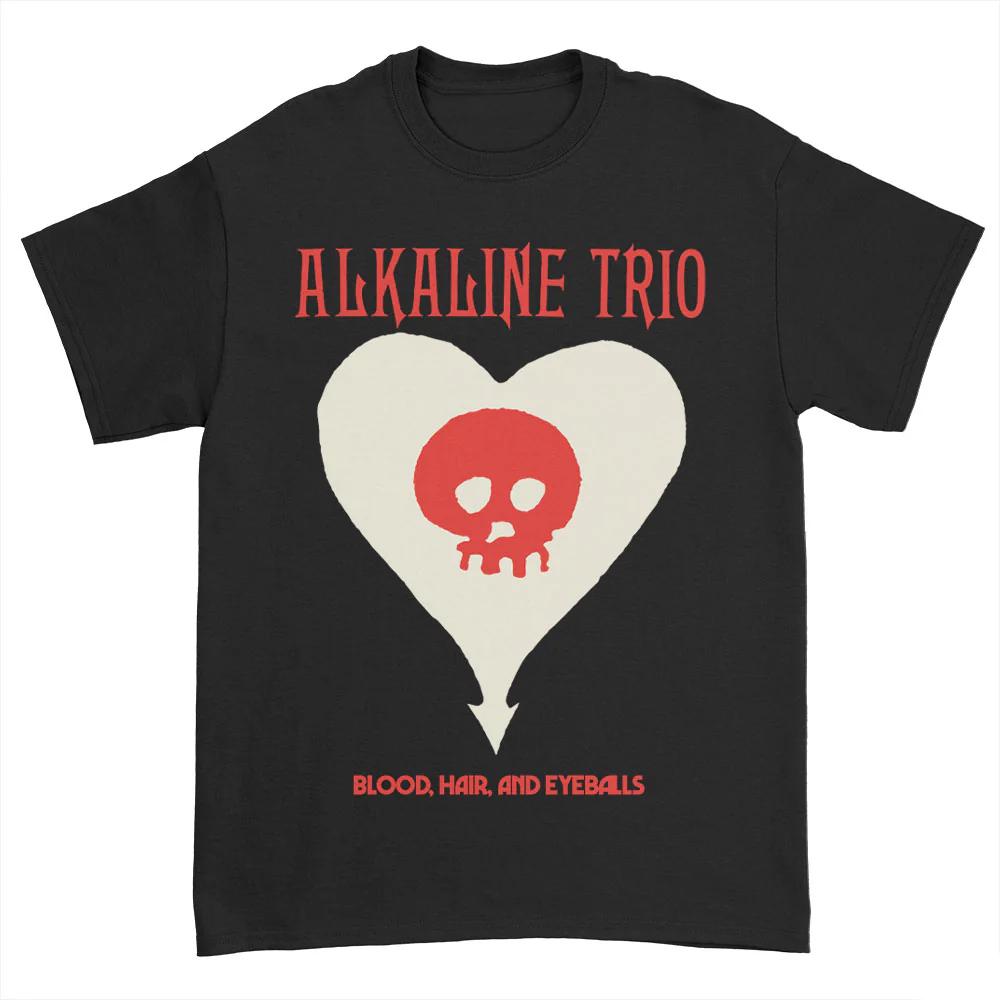 2026 Alkaline Trio Heart Skull T Shirt Blood Hair and Eyeballs Tour 2024 Music Concert Vintage Washed Graphic Versatile Stylish