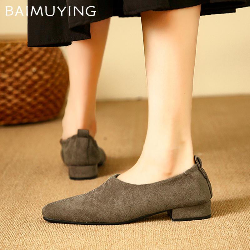 Туфли женские на толстой подошве из замши на среднем каблуке, модная элегантная обувь, новый бренд 2025 года, дизайнерские туфли-лодочки, зимняя классика, Mujer Zapatos