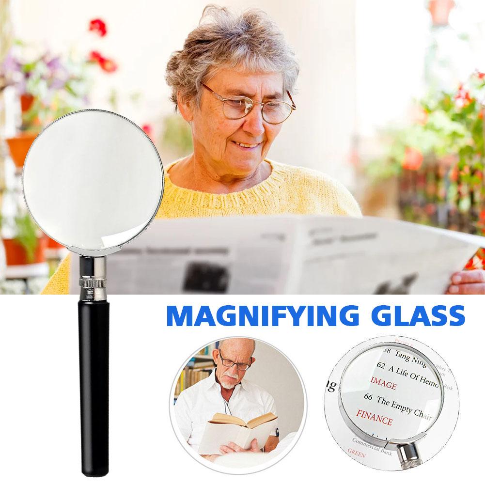 Portable 10X Handheld Magnifying Glass, Retro Handle Magnifier Eye Loupe Glass With Metal Handle High Magnification For Rea F3K7