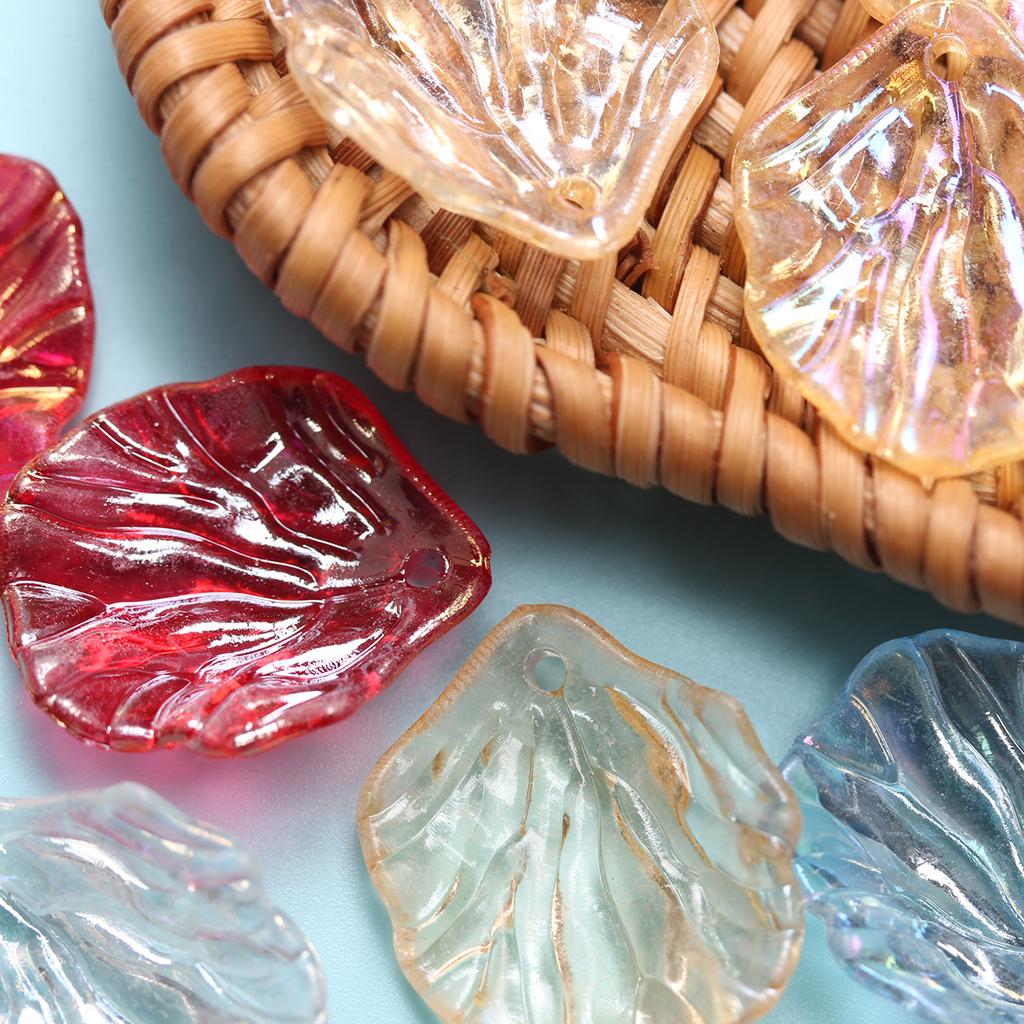 Acrylic for Jewelry Making 40pcs AB Colorful Cabbage Leaf Petal Beads Fashion Handmade Material with Holes