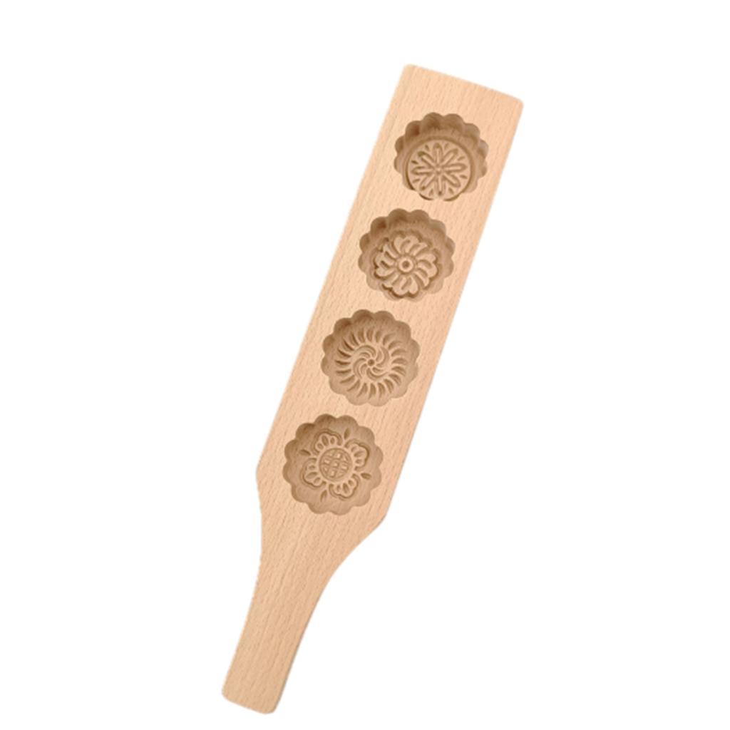 Fashion Pattern Baking Mold 4 Holes Wooden Food Pastry Biscuits Non-Sticky Easy Demold Baking Mold For Diy Dessert Accessory