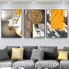Abstract Geometry Puzzle Canvas Painting Wall Art Golden Art Posters and Prints for Living Room Decoration Cuadros