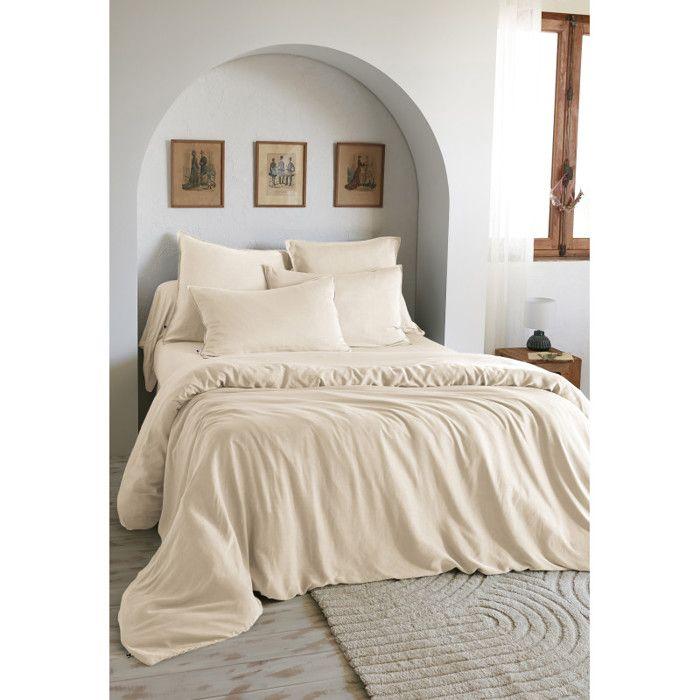 Pack complet housse de couette "Lysandre" toutes dimensions "Lyocel" L'effet Papillon - Lysandre Pampa - Pack 4 Pièces pour lit 140