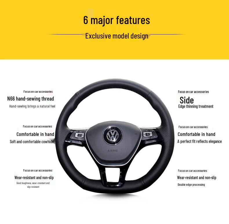Genuine Leather Suede Steering Wheel Cover for Baojun 530/730 (2017-2021) - Hand-Stitched and Fully Wrapped.