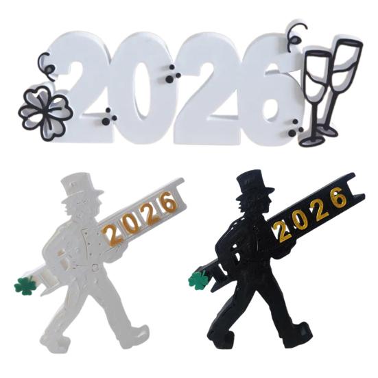 2026 Настольная табличка, напечатанная на 3D-принтере, С Новым годом, украшение для стола для вечеринки, настольный декор для полки, каминной полки, рабочего стола, многоярусного подноса