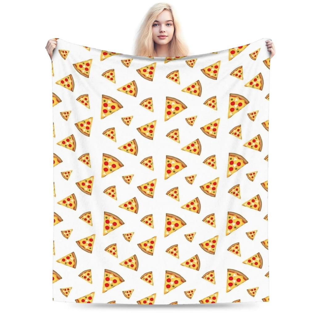 Cool Fun Pepperoni Pizza and Slices Graphic Throw Blanket Soft Warm Quality for Kids Boys Girls Bedspread for Spring Outdoor Us