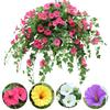 Hanging Artificial Basket Silk Morning Glory Flower Vine Home Wall Decor