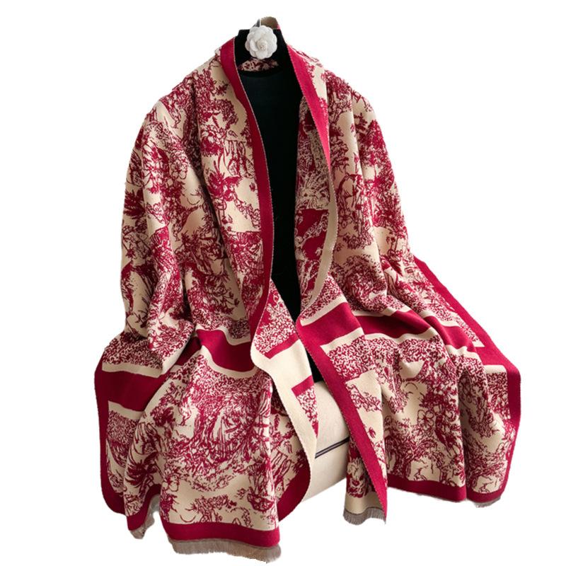 Тропические джунгли Ветер Контрастные цвета Двусторонний шарф из искусственного кашемира Зимняя высококачественная теплая шаль