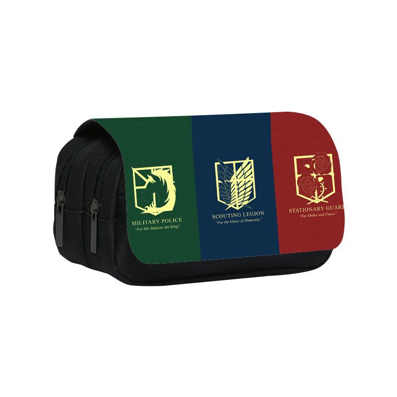 Атака Титанов Аниме Узор Двухслойная Обложка-Флип Сумка для Канцелярских Принадлежностей для Студентов и Коллекционеров