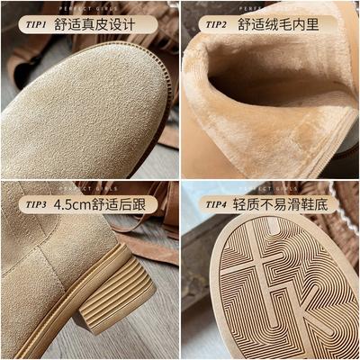 Остин ретро ботинки Мартина женские 2025 осень новая мода британский стиль толстый каблук средняя голень V-образный вырез короткие ботинки тренд