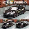 1/32 Nissan Skyline GTR R35 Racing Toy Car Model for Children RMZ CiTY Diecast Alloy Miniature Sound Light Collection