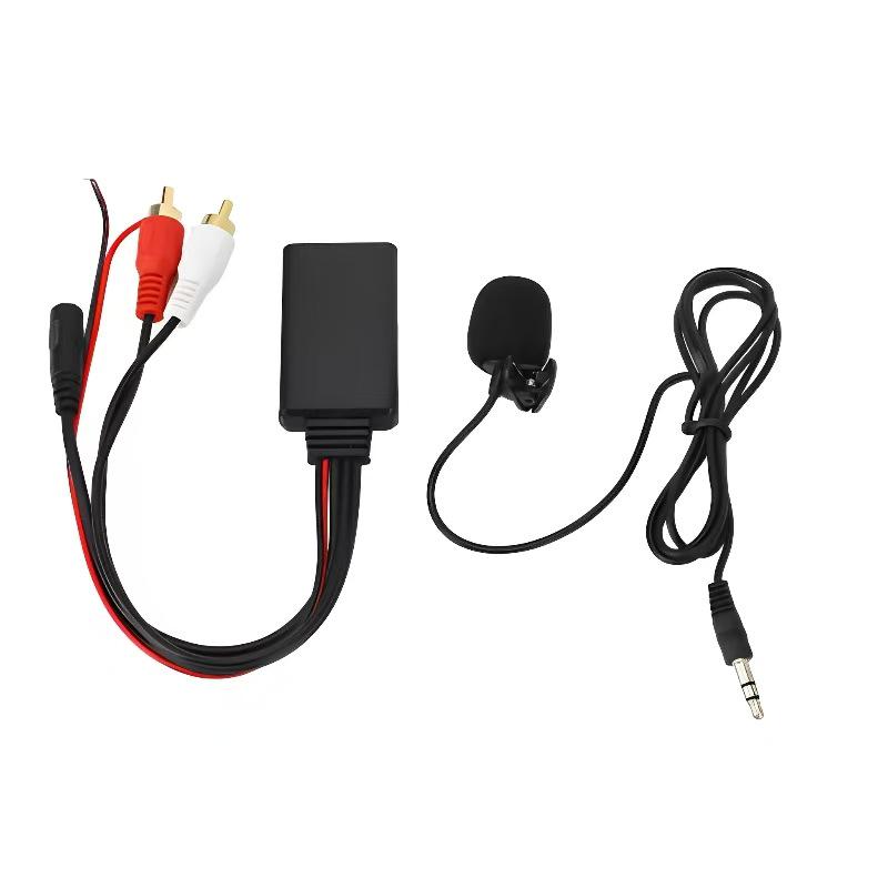Bluetooth AUX Audio Cable with 2RCA Lotus Male Connectors + MIC for Car