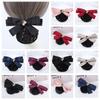 Ribbon Pearls Crochet Bun Net Bun Snood Lace Hair Net Detachable Bow Snood Spring Clip  Bank