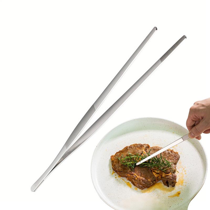 BBQ Tongs Stainless Steel BBQ Food Tongs Non Slip Food Clamp Kitchen Gadget For Steak Fish Salads Pasta Meat Buffet