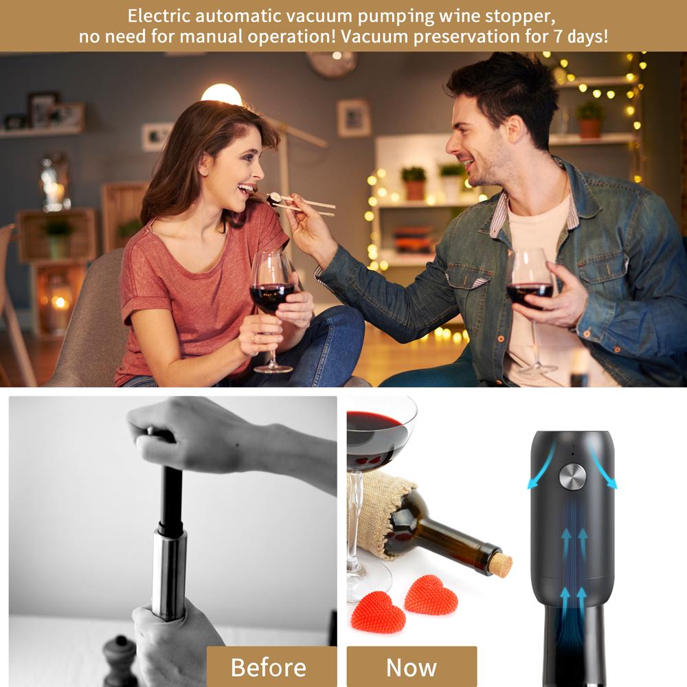 Upgraded Electric Wine Bottle Opener USB Rechargeable Automatic Wine Corkscrew One-click Button Wine Opener Set Kitchen Tools