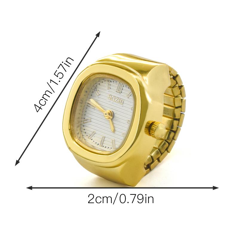 Ring Quartz Watch Creative Alloy Shell Finger Square Dial Couple Men And Women