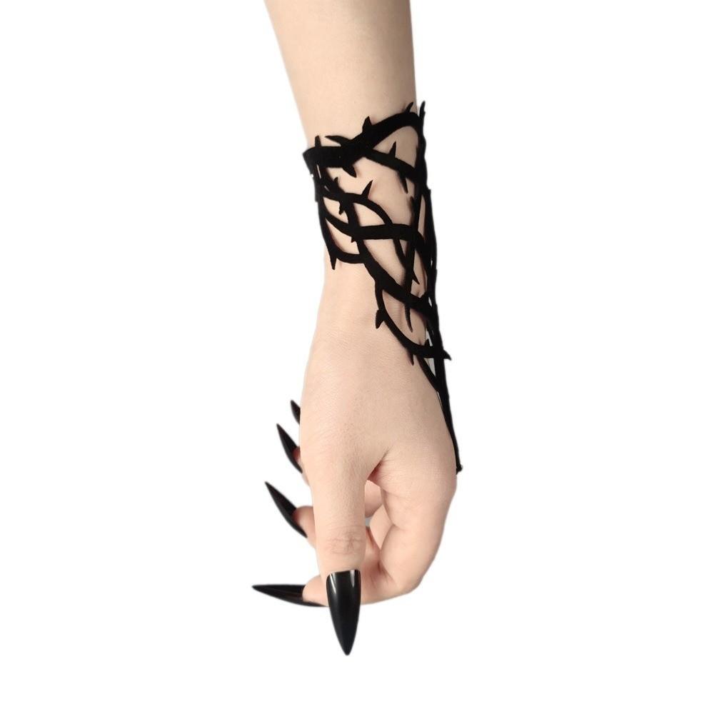 Velvet Spider Web Bracelet Black Spike Adjustable Hand Chain Gothic Bracelet Role Playing