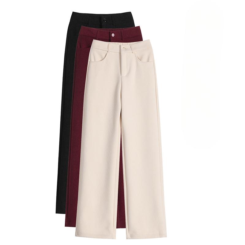 DIMANAF 2024 Зимние Длинные Брюки Женские Вельветовые Шаровары Осенние Прямые Эластичный Однотонный Пояс Свободные Брюки Новые