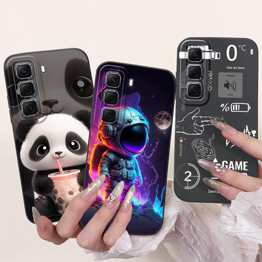 Для Infinix Hot 50 50i 4G X6882 X6531 Чехол Жидкий Силикон Мягкий ТПУ Задняя Крышка Hot50 Hot50i Телефон Funda Готический Черный Ночной Чехол