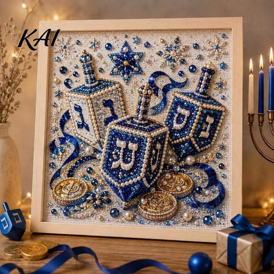 Creative Hobby Set DIY Hanukkah Pearl Art Kit, 3D Mosaic Bead Craft Set, Diy Kit for Adults Ritual Activity Making Traditional Holiday Home