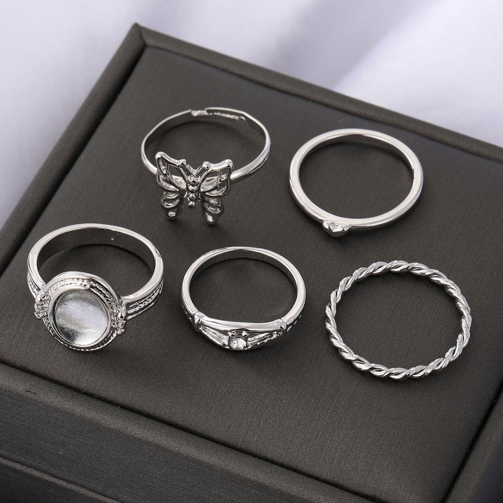 5 шт. ювелирные изделия с инкрустацией бабочкой кольцо с бриллиантом драгоценный камень резьба набор регулировочных колец