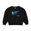 Nike Letter Logo Print Crew Neck Long Sleeve Sweatshirt Kids Tops Black DX5140-010