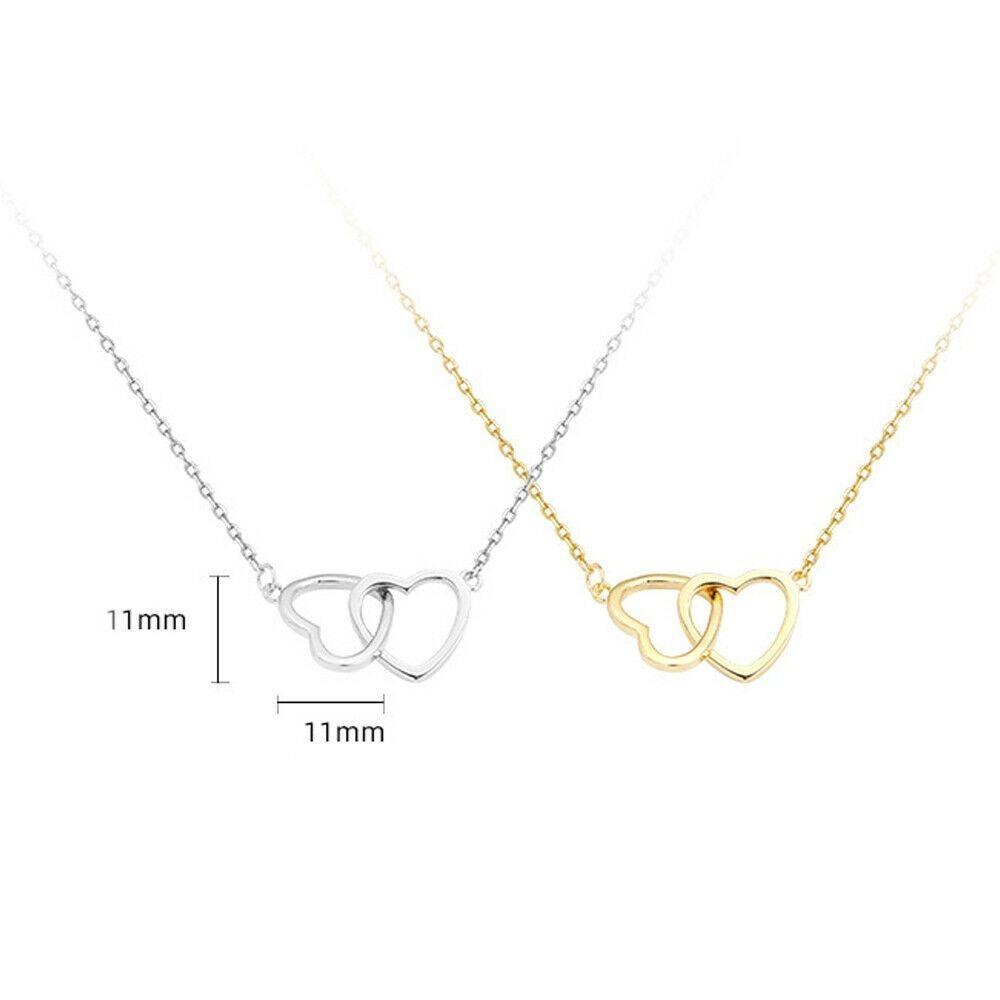 Double Heart Clavicle Choker Alloy Pendant Necklace Fashion Love Drop Necklace