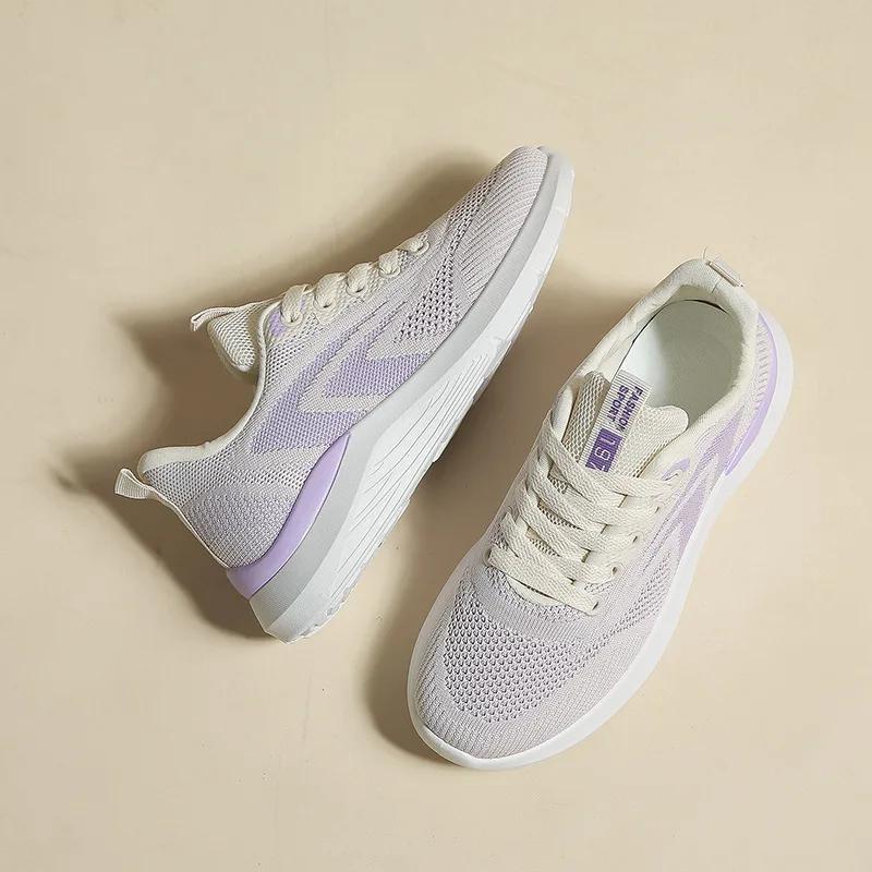 Breathable Women Running Shoes 2024 New Lightweight Anti-slip Female Sports Shoes Outdoor Soft Women's Sneakers Lace Up Flats