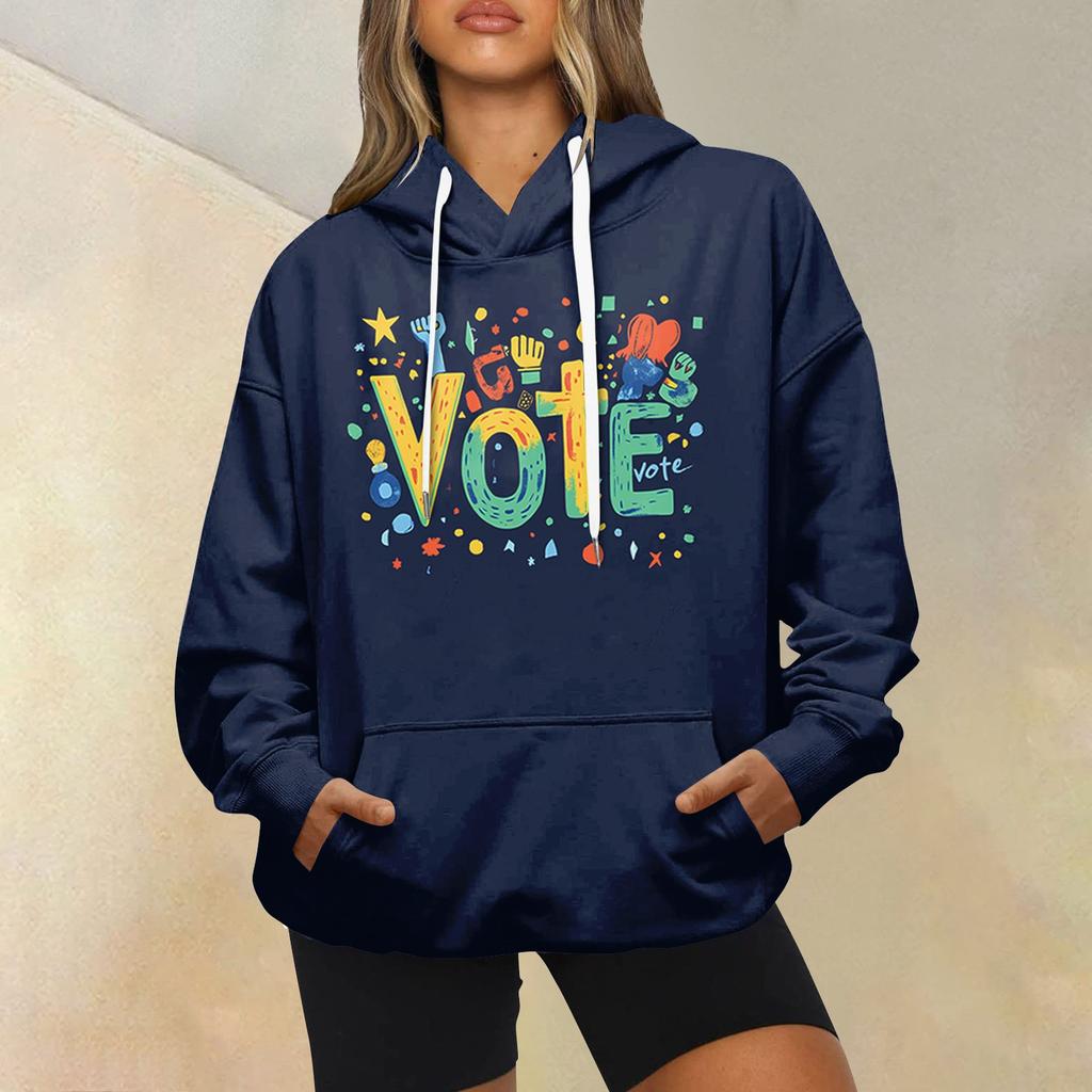 Women's Fashion Casual Long Sleeve Hooded Printed Sweatshirt