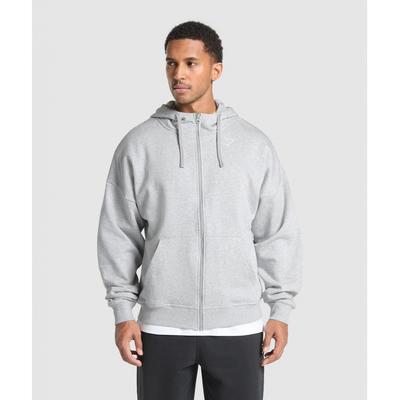 Gymshark Толстовка с капюшоном Crest Oversize на молнии светло-серого цвета с меланжевым покрытием A5a9t Gbcn