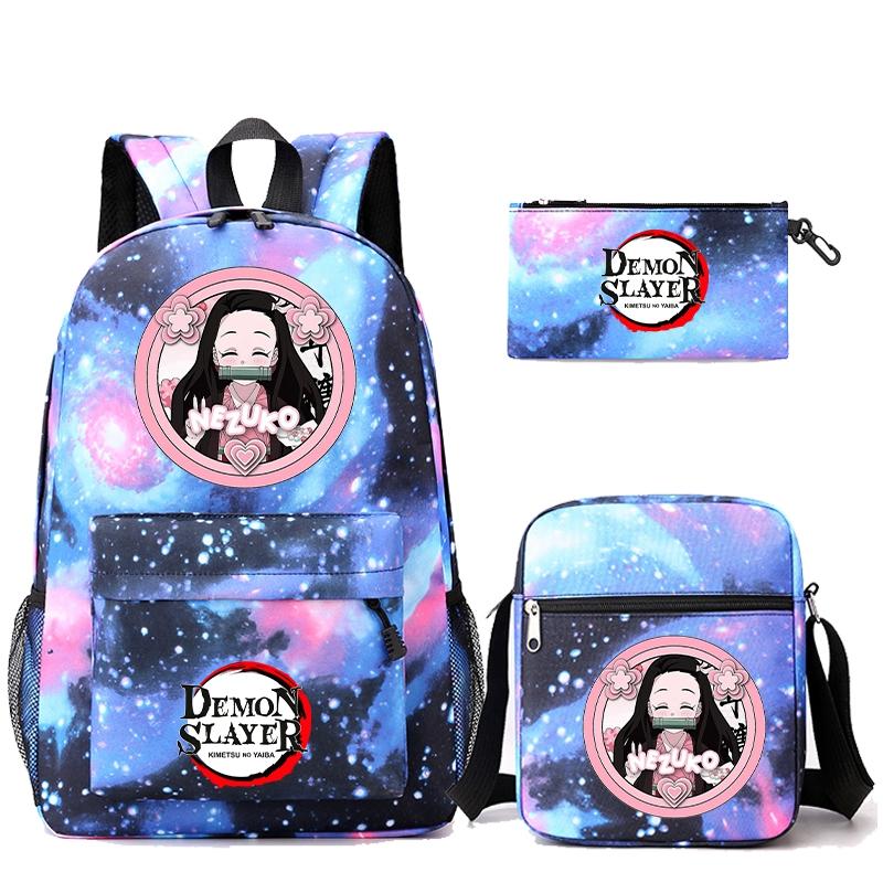 3 шт./компл. рюкзак «Убийца Демонов» в стиле аниме с сумкой на плечо, пенал для мальчиков и девочек, школьная сумка для книг, мужская и женская дорожная сумка