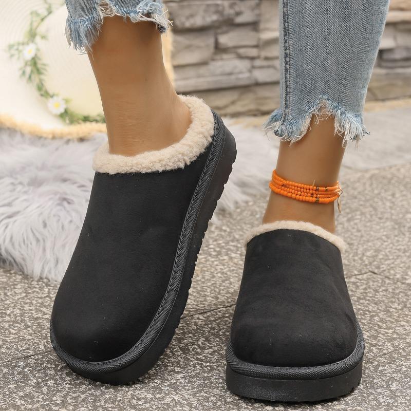 Модная женская обувь 2025 Новые женские тапочки с закрытым носком Модные уличные повседневные зимние Плюс бархатные Сохраняющие тепло Удобные тапочки на плоской подошве
