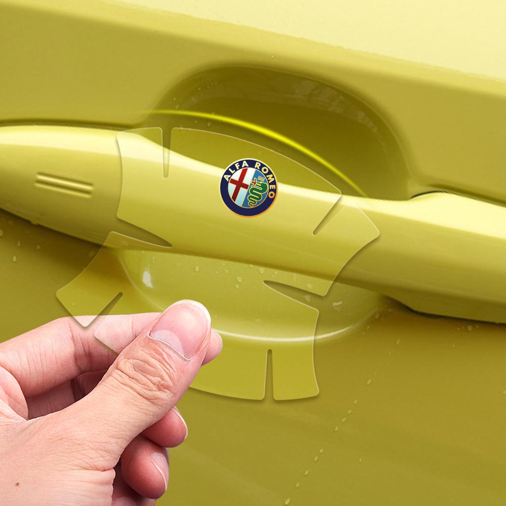 ZFMNR1 4/8pcs Car Door Handle Cup Anti-scratch Sticker Protection Film For Alfa Romeo 159 147 156 166 164 Stelvio Giulietta MiTo Giulia