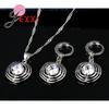 Top Quality Girl Accessories 925 Sterling Silver Color Color Hollow Circle Crystal Necklace Earrings Funny Women Jewelry Sets