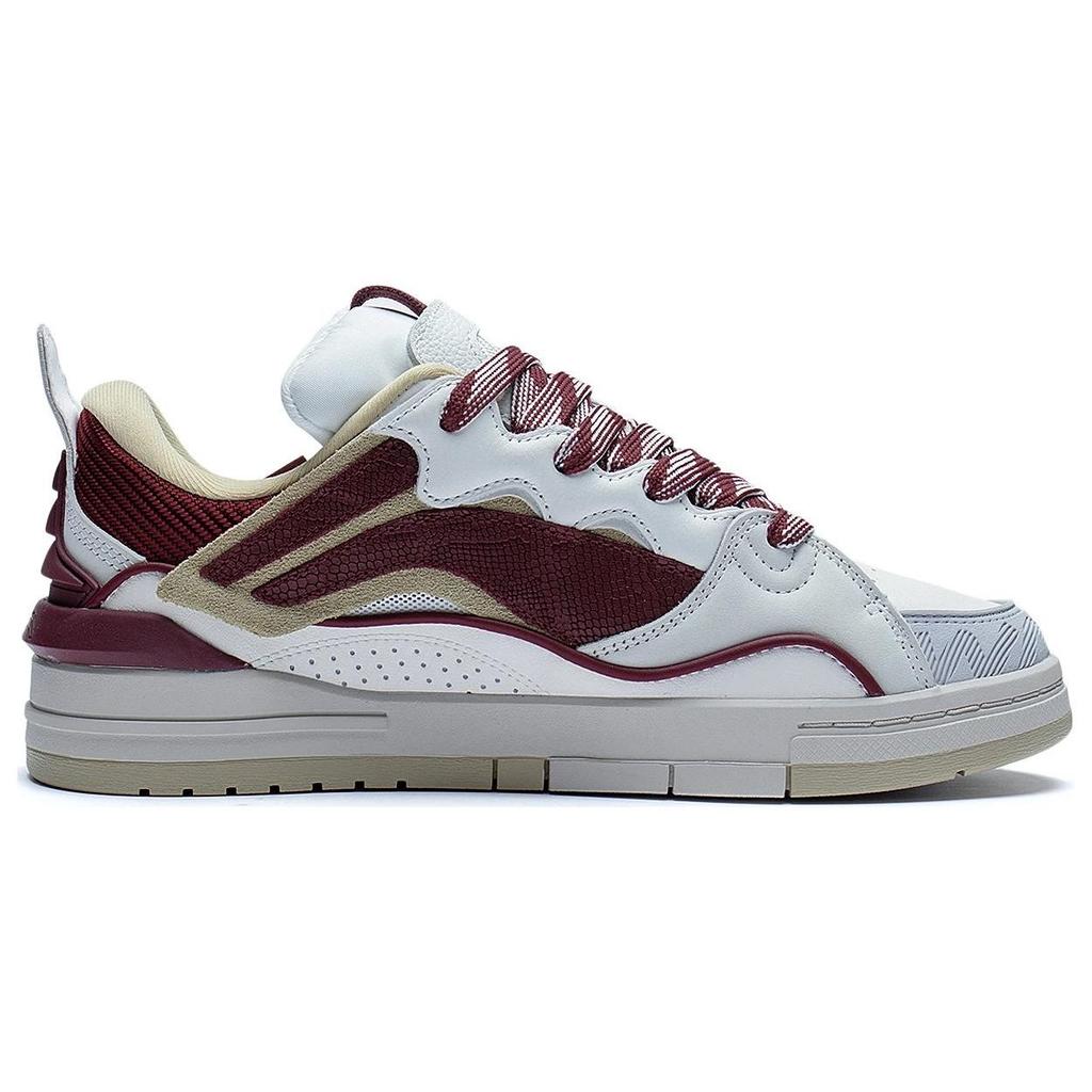 Li Ning We Wu Golden Non-Slip Wear-Resistant Low-Top Skate Shoes Men Skate Shoes White Red AECS073-6