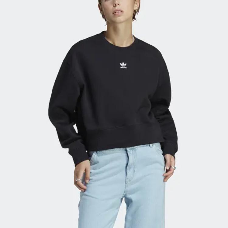 Adidas Свитшот Originals с принтом логотипа-трилистника и круглым вырезом, женский, черный IA6504