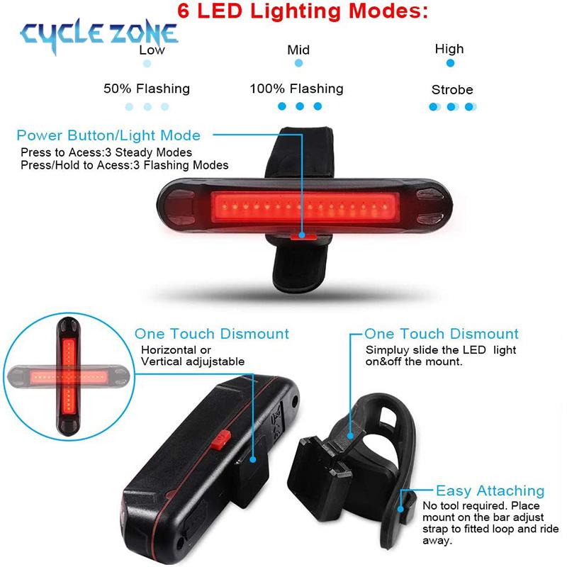 Bike Rear Light Safety Warning Lamp USB Rechargeable LED MTB Road Bicycle Taillight Night Riding Tail Lights Cycling Accessories2