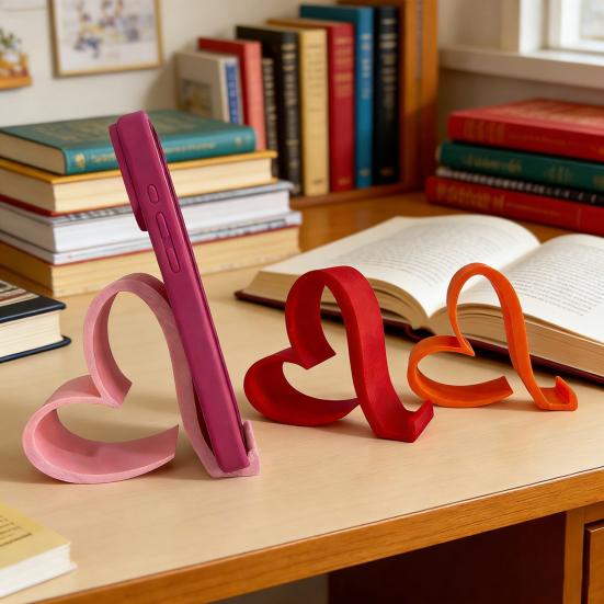 Держатель для телефона в форме сердца Милый 3D-печатный подставка для телефонов, планшетов, Kindle Романтичный настольный держатель для телефона в форме сердца для офиса, прикроватной тумбочки
