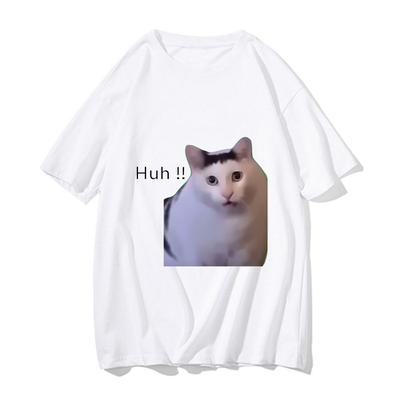 Huh Cat Meme футболки забавные классные классические мужские/женские одежды Harajuku эстетическая футболка винтажная уличная одежда унисекс хлопковые топы Y2k