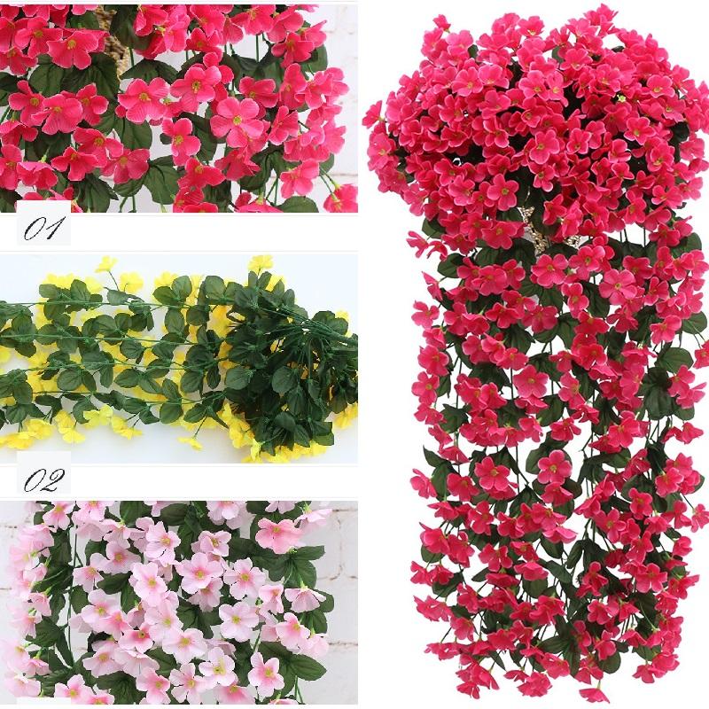 Фиолетовый искусственный лист, гирлянда, лоза, искусственный цветок, настенный подвесной цветок орхидеи, Свадебная вечеринка, домашний декор