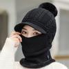 Women's Winter Hat with Ear Flaps, Neck Warmer & Face Mask - Cozy Fleece-Lined Knit Beanie for Outdoor Cycling