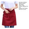 Unisex Waterproof Half Apron with 2 Pockets Waitress Chef Waist Apron Resistant Restaurant Cafe Lace-up Short Apron