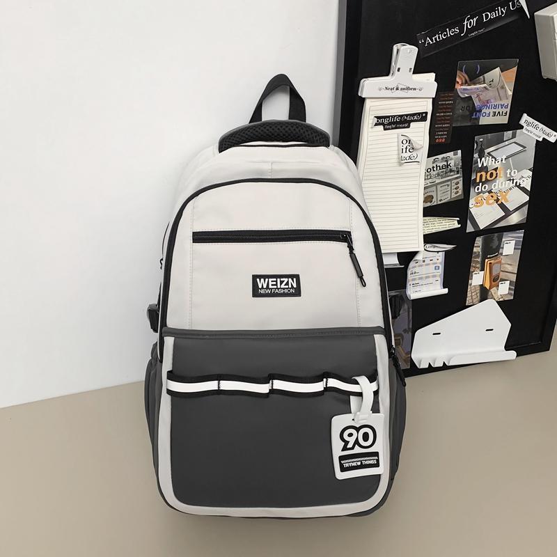 Мужской рюкзак с цветными блоками, женская дорожная сумка большой вместимости, многофункциональная студенческая школьная сумка для кампуса