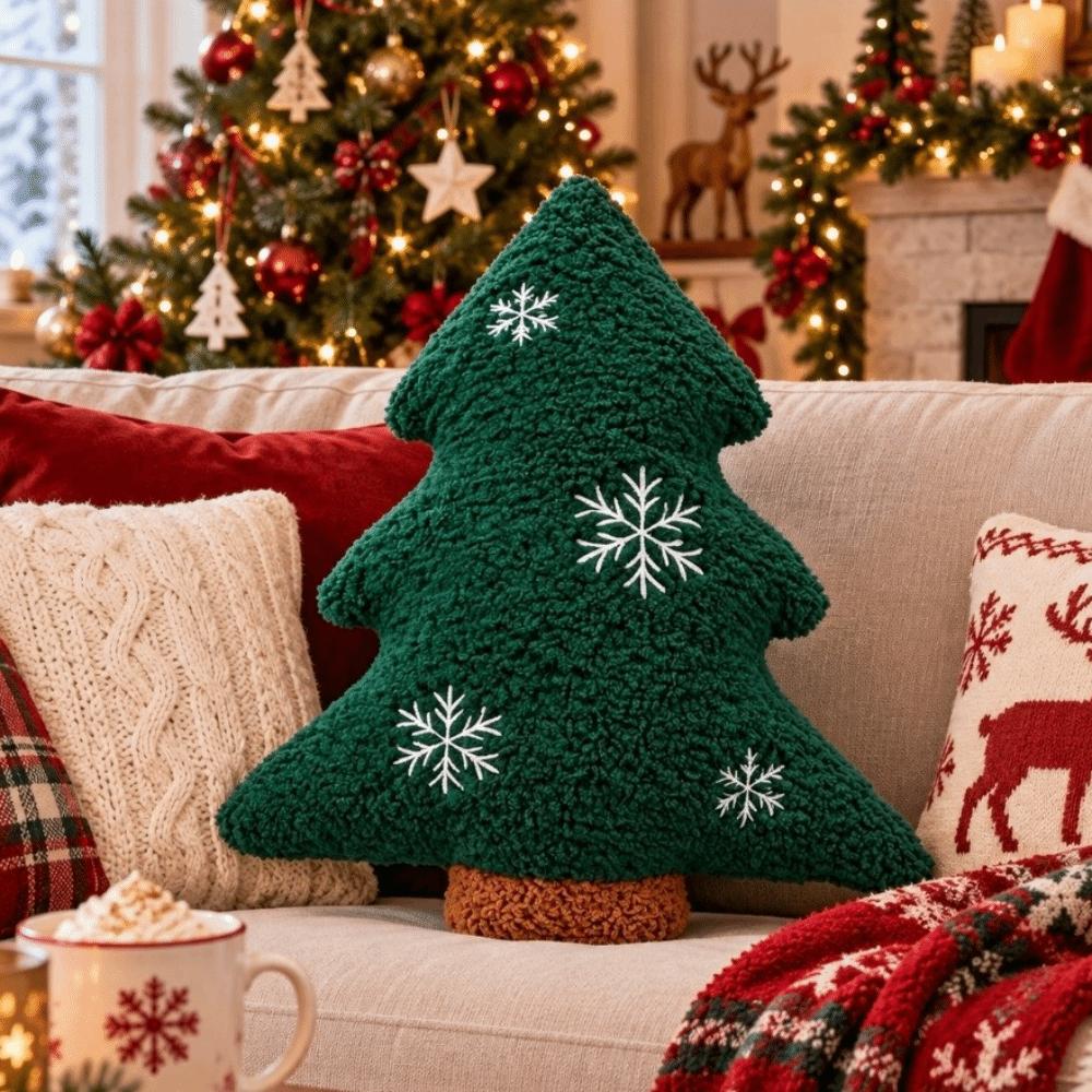 Soft Sofa Cushion Big Christmas Throw Pillows Festive Decor Christmas Tree Plush Toy  Bed