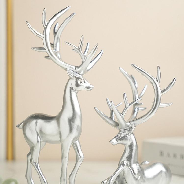 Resin Elk Figurines Reindeer Sculpture With Fine Detailing Resin Deer Statue For Upscales Home And Office Accent
