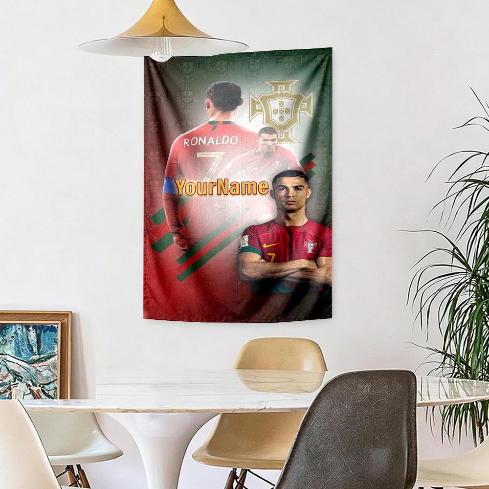 Cristiano Ronaldo Custom Your Name Wall Decor Tapestry Art For Pet Memorial Birthdaywedding Party Backdrop Family Gift