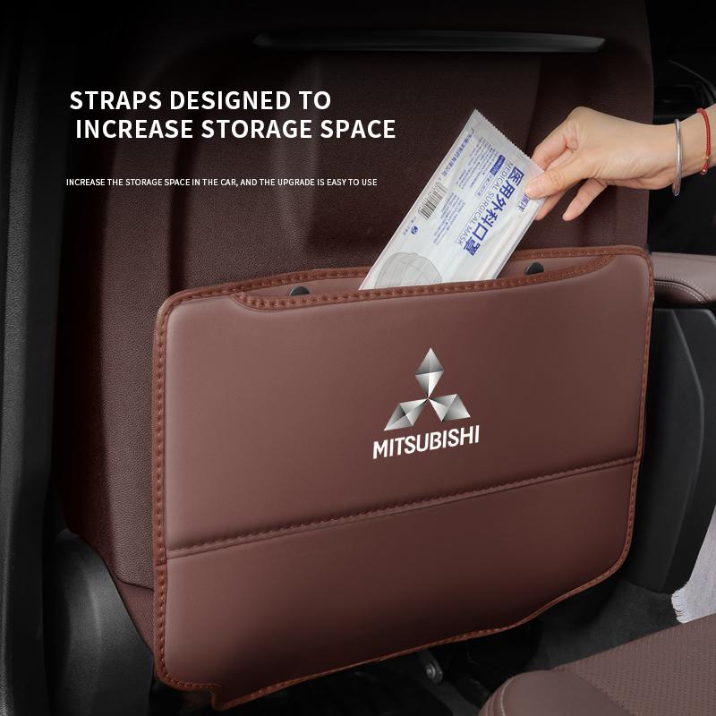 Car Seat Back Protection Anti-Kick Pad Rear Seat Storage Bag For Mitsubishi Outlander Pajero Lancer EX Evolution X Ralliart Asx